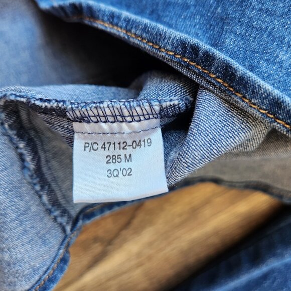 Vintage Y2K Levi's Denim Western Shirt Pearl Snap Long Sleeve Stretch Cotton - Picture 12 of 12